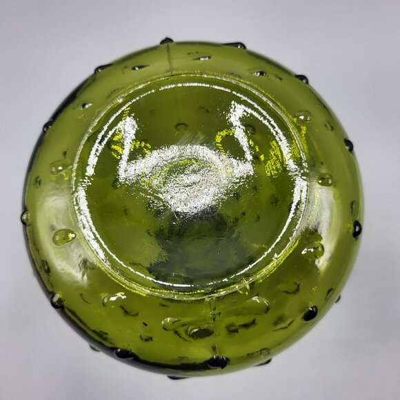 Vintage Green Hobnail Glass Bud Vase Italian Decanter Bubbles 7.5" Tall - Picture 6 of 9